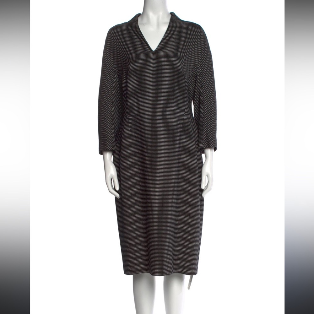 Escada Black and White 3/4 Sleeve Dress Geometric Pattern Size 38